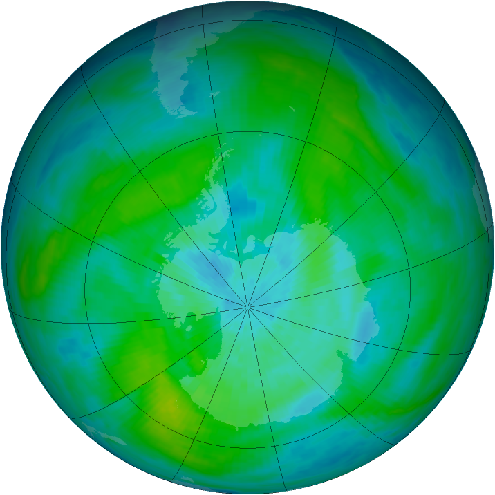 Antarctic ozone map for 14 March 1983